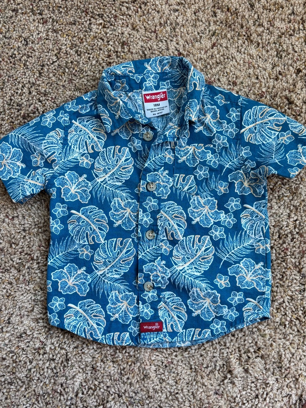 Wrangler Toddler Blue Floral Button-Up Shirt